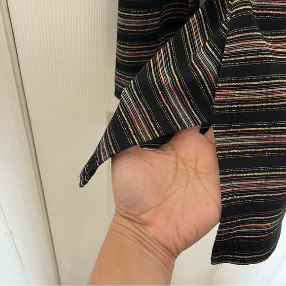 CHICOS DESIGN Striped Long Sleeve Button down Y2K Black Button Down Top | size 2 - Picture 10 of 10